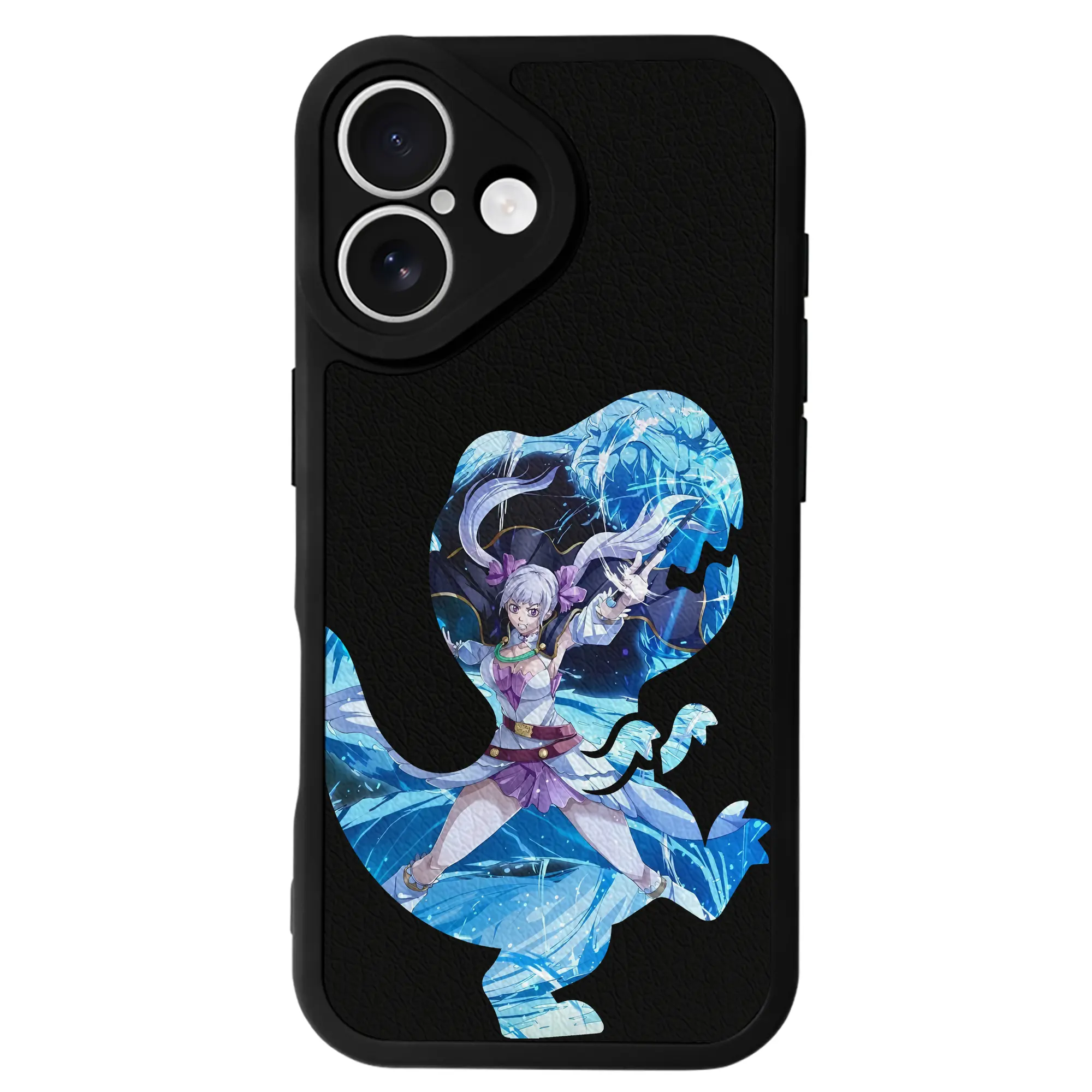 ブラッククローバー グッズ ノエル・シルヴァ - IPhone 16シリーズ対応 ・ シリコンスマホケース ・ レザー調 ・ 高精度フィット ・ 耐衝撃 ・ ワイヤレス充電対応 ・ 精密カット